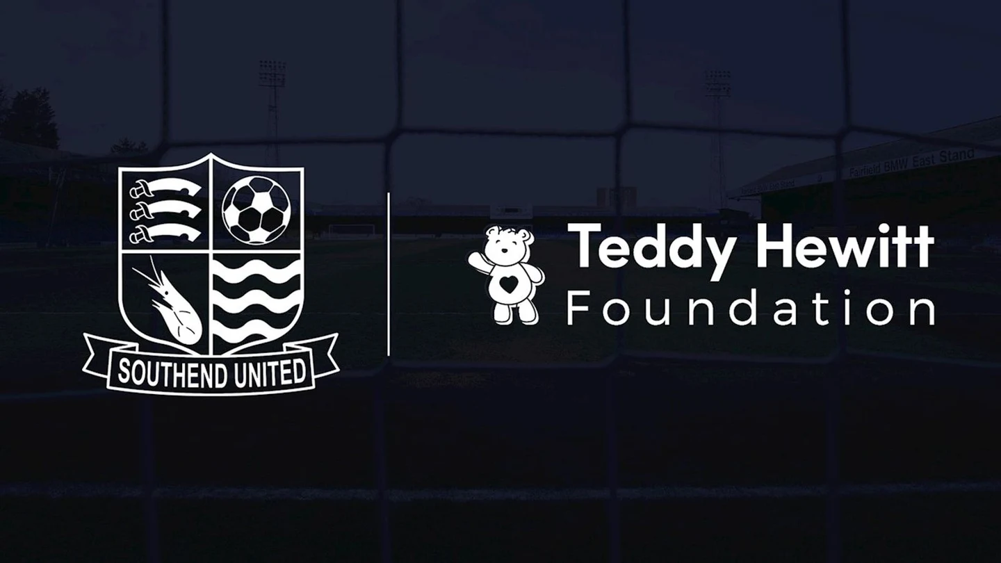 Southend United and Teddy Hewitt Foundation logos in the club’s original announcement artwork