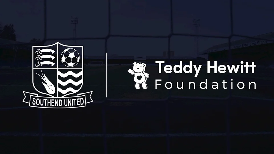 Southend United and Teddy Hewitt Foundation logos in the club’s original announcement artwork